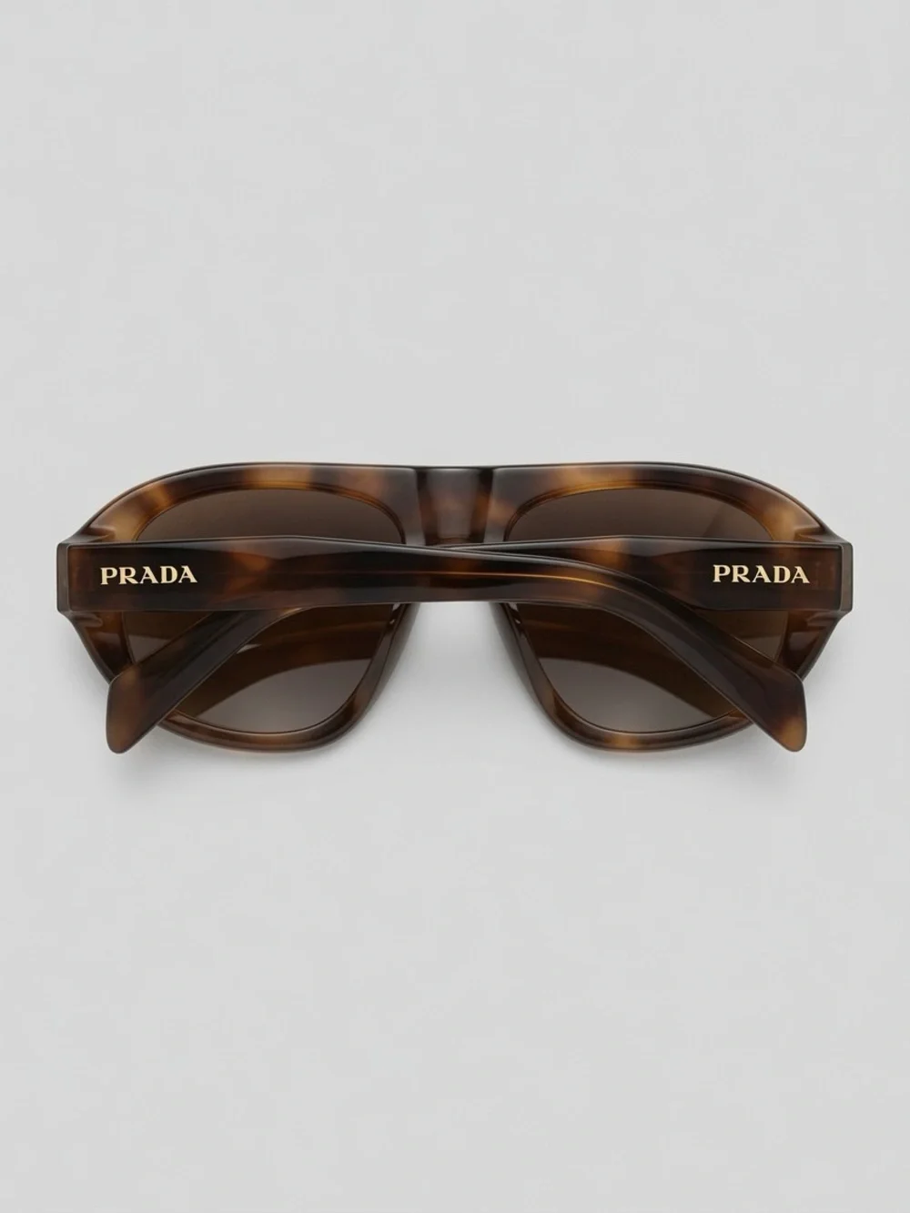 Prada Tortoiseshell Brown Gradient Oversized Aviator Sunglasses